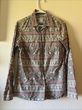 Roper black, white & red patterned button-up shirt